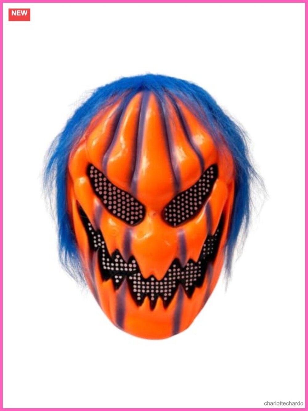 Evil Pumpkin Full Head Mask with Hair Breathable Halloween Role Play